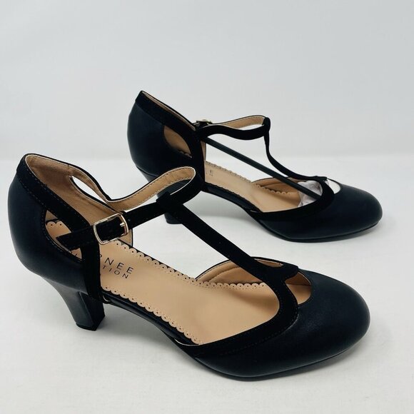 Journee Collection Womens Size 11 Olina T Strap Round Toe Pumps Heels Black $89 - Picture 5 of 11